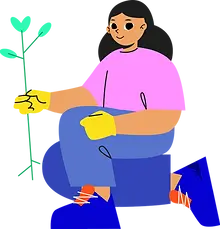 Illustration of a lady planting a tree