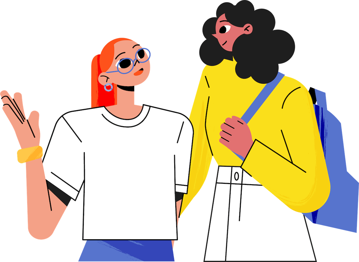Illustration of two friends having a chat